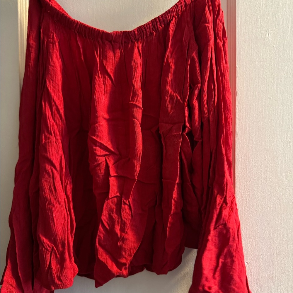 Express Red Off-Shoulder Top - Picture 3 of 4